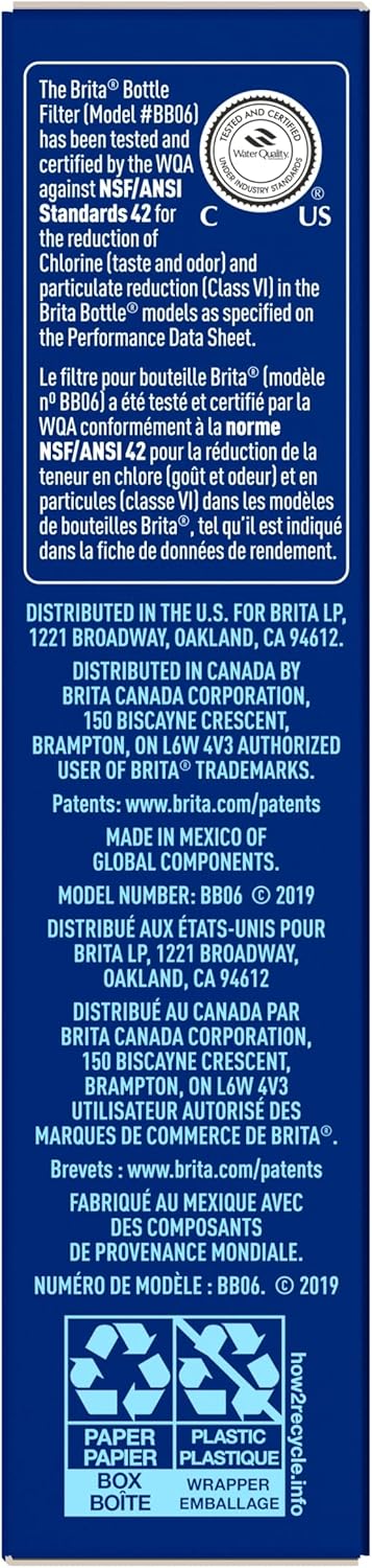 Brita Filtering Water Bottle Filters – Mineral-Safe Hydration for Active Wellness Routines, 40-Gallon Cartridges, Pack of 3