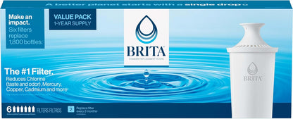Brita Replacement Water Filter for Pitchers – Eco-Friendly 6-Pack to Cut Single-Use Plastic in the Kitchen