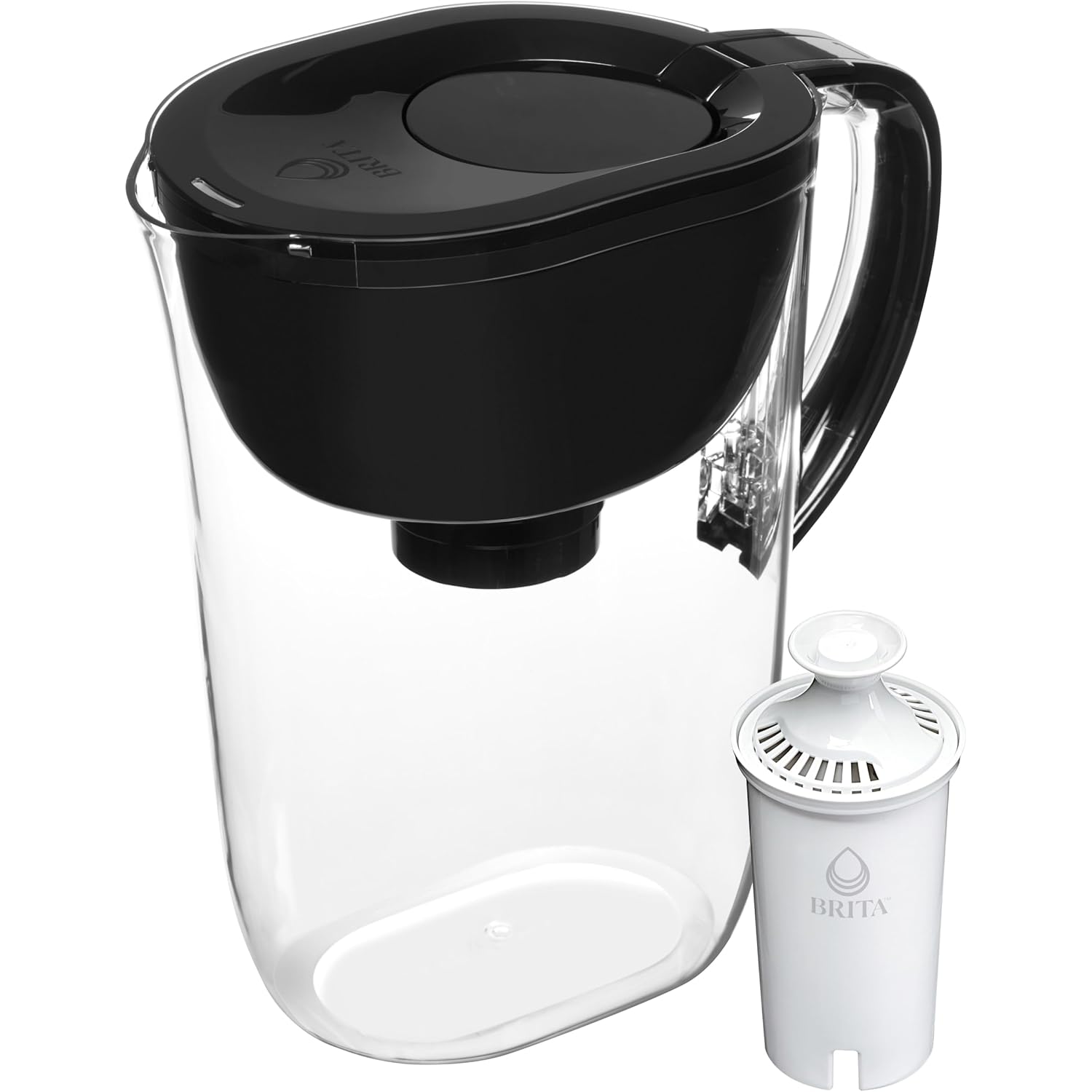 Brita SmartLight Water Filter Pitcher, Matte Black – Simple Hydration Solution for Compact Kitchens and Small-Space Apartments