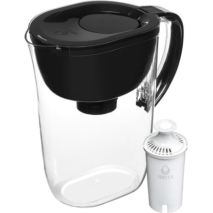 Brita SmartLight Water Filter Pitcher, Matte Black – Simple Hydration Solution for Compact Kitchens and Small-Space Apartments