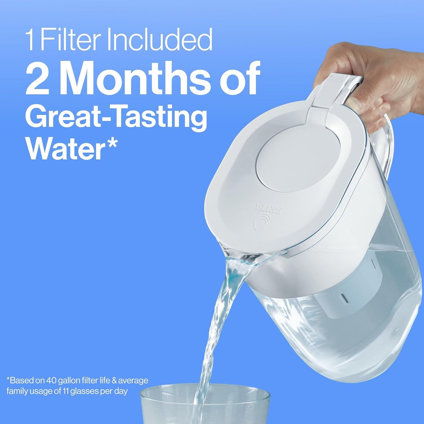 Brita SmartLight Water Filter Pitcher, Matte Black – Simple Hydration Solution for Compact Kitchens and Small-Space Apartments