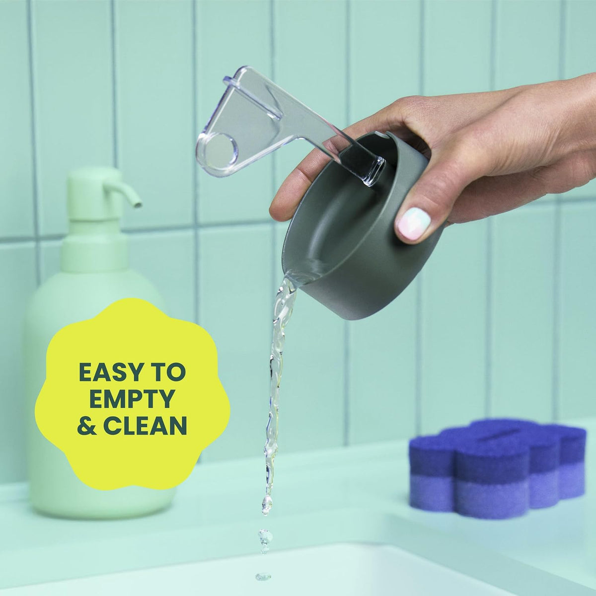 Brite by Scotch-Brite Minimalist Scrub Sponge with Drain + Dry Stand – Simple Two-Piece System for Less-Is-More Living