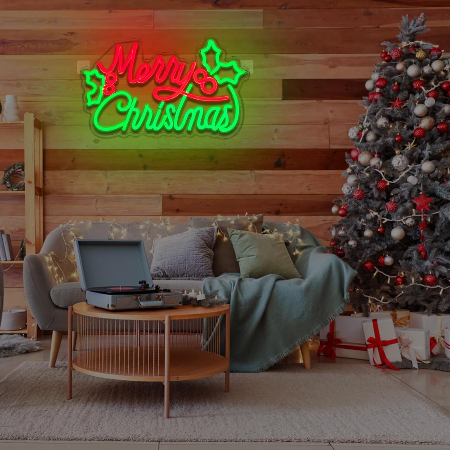 BriteLit Merry Christmas Neon Sign – Cool Touch Dimmable LED Wall Light, Child Friendly Holiday Decor for Kids Room and Playroom