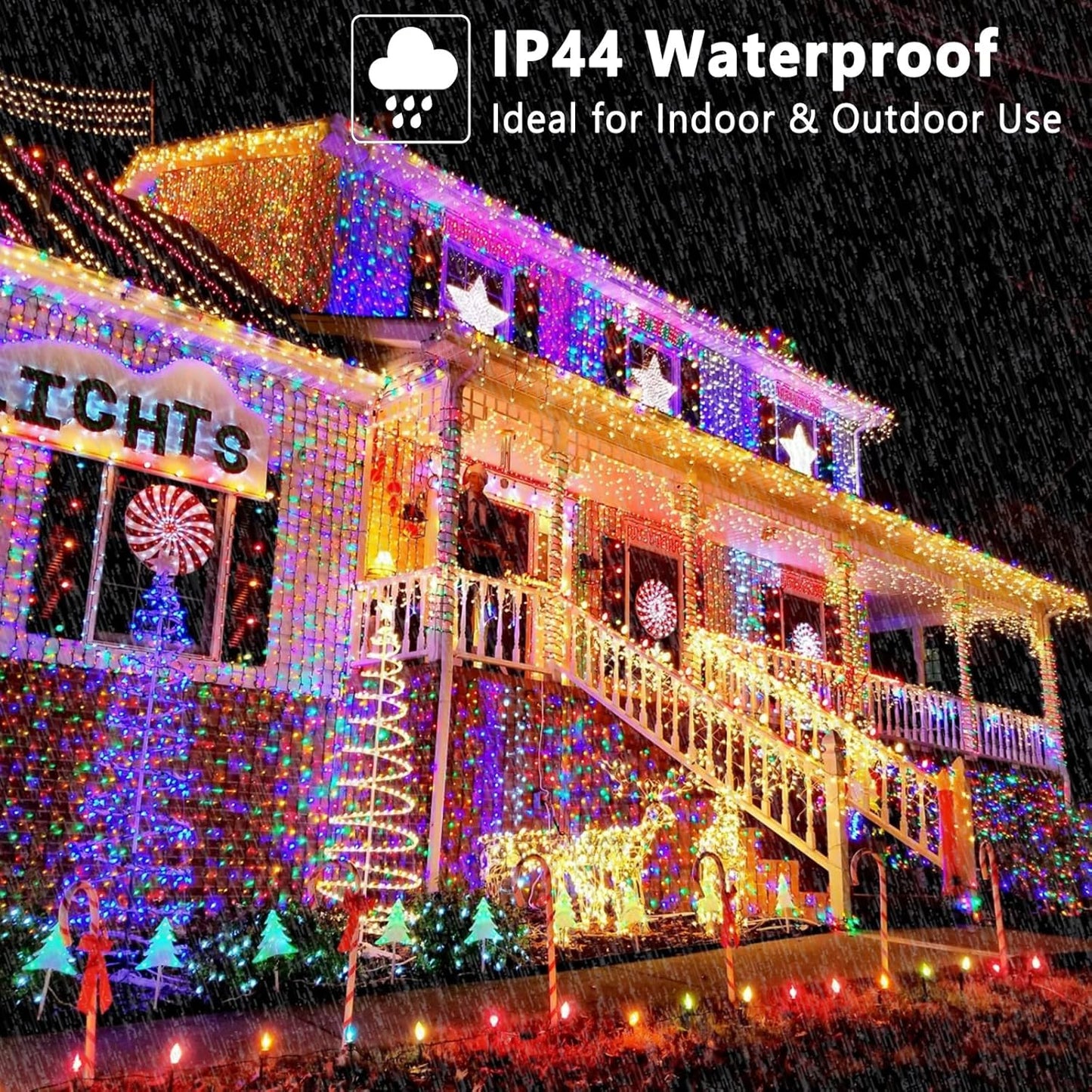 BrizLabs Color Changing Smart Christmas Lights – Flameless Safe Lighting Around Kids and Pets, 98ft 300 LED 24V Cool to Touch String