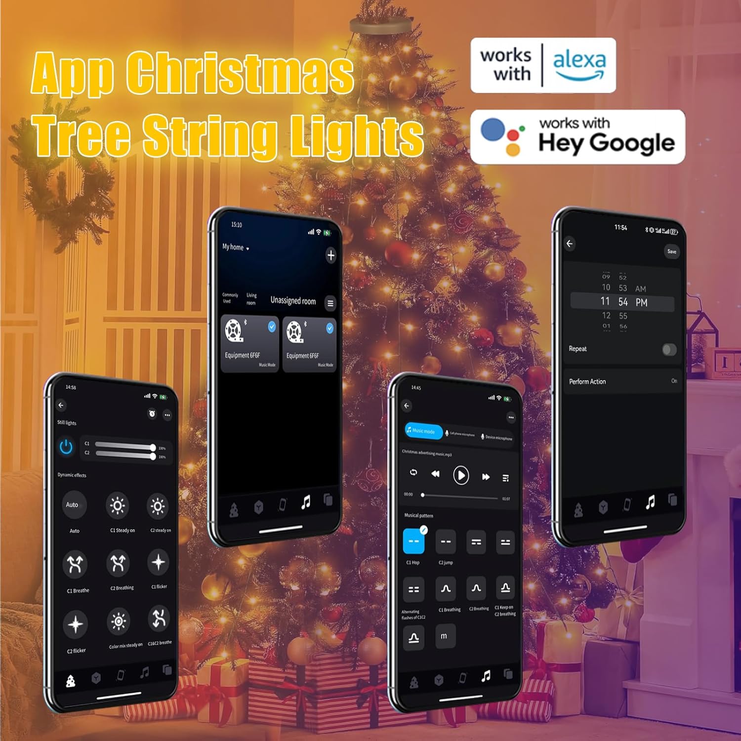 BrizLabs Halo Tree Lights – Clean Modern Christmas Lighting with 17 Understated Modes and Dimmable Glow