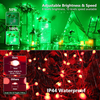 BrizLabs Waterproof Fairy Lights 66ft – IP44 RGB String Lights for Patio, Covered Porch, and Backyard Dining