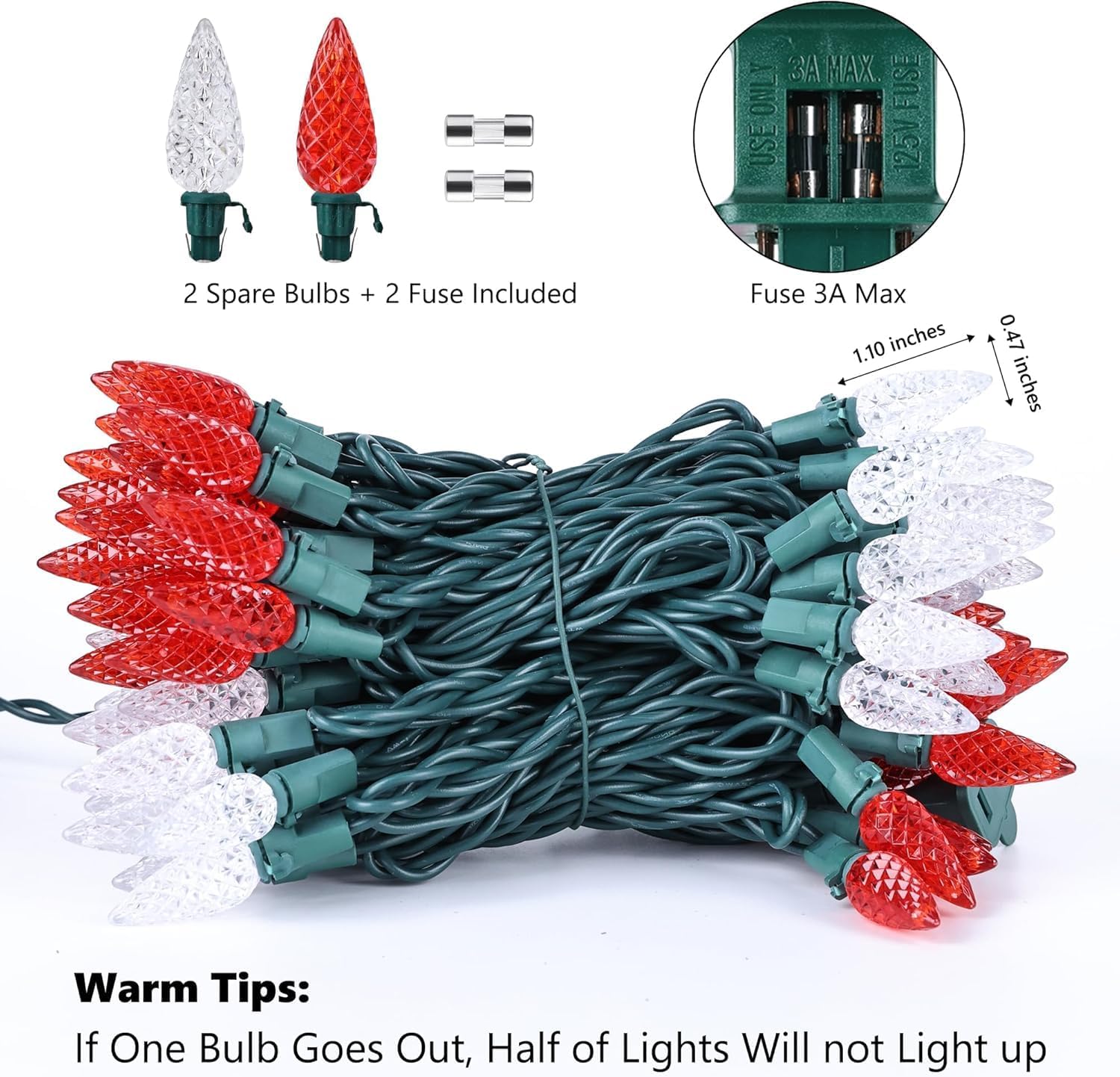 Brizled C5 LED Outdoor String Lights 33ft – Weather-Resistant Patio, Pergola, and Fence Lighting
