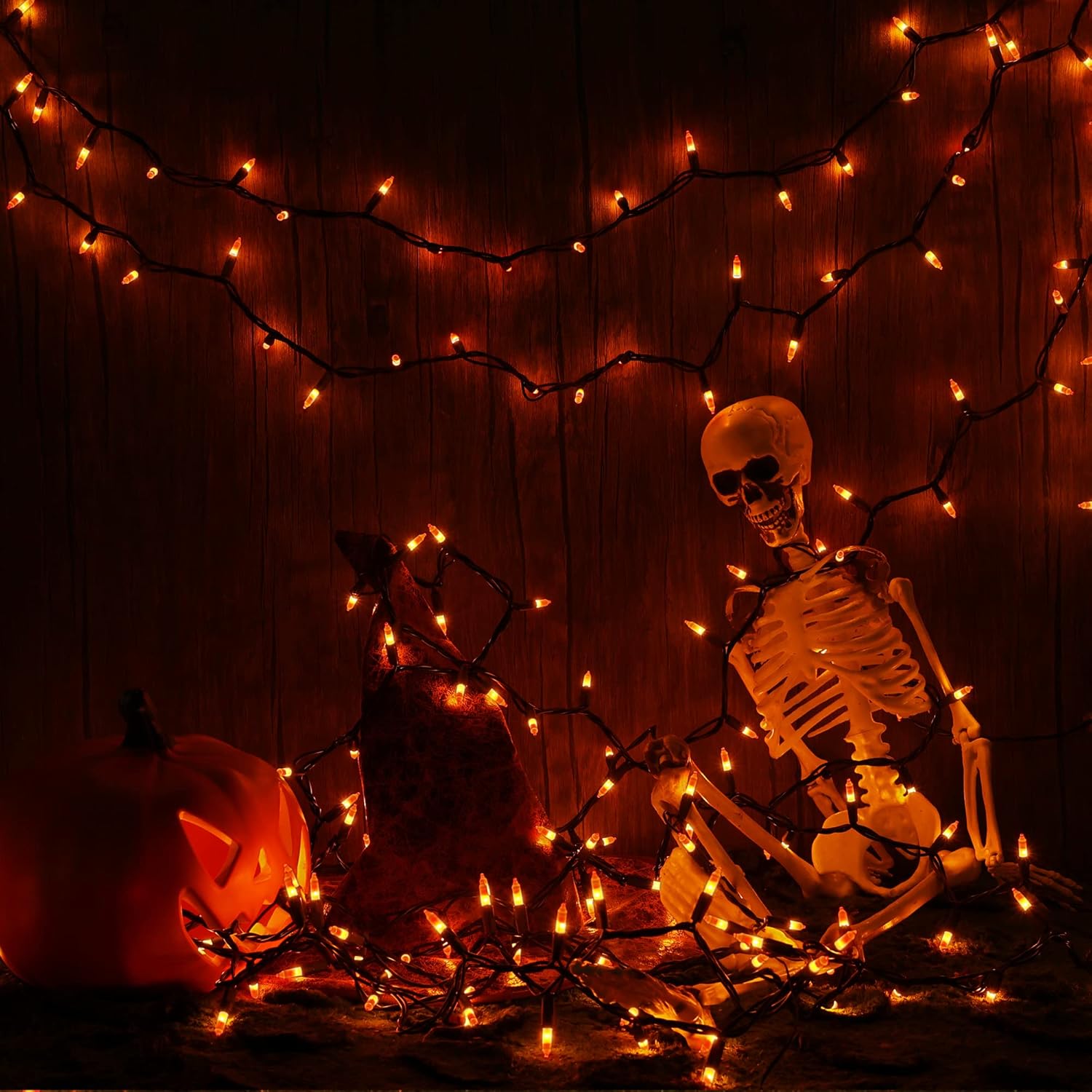 Brizled Candy Corn String Lights – Outdoor Patio and Fence Lighting, Water-Resistant 100-Count Set