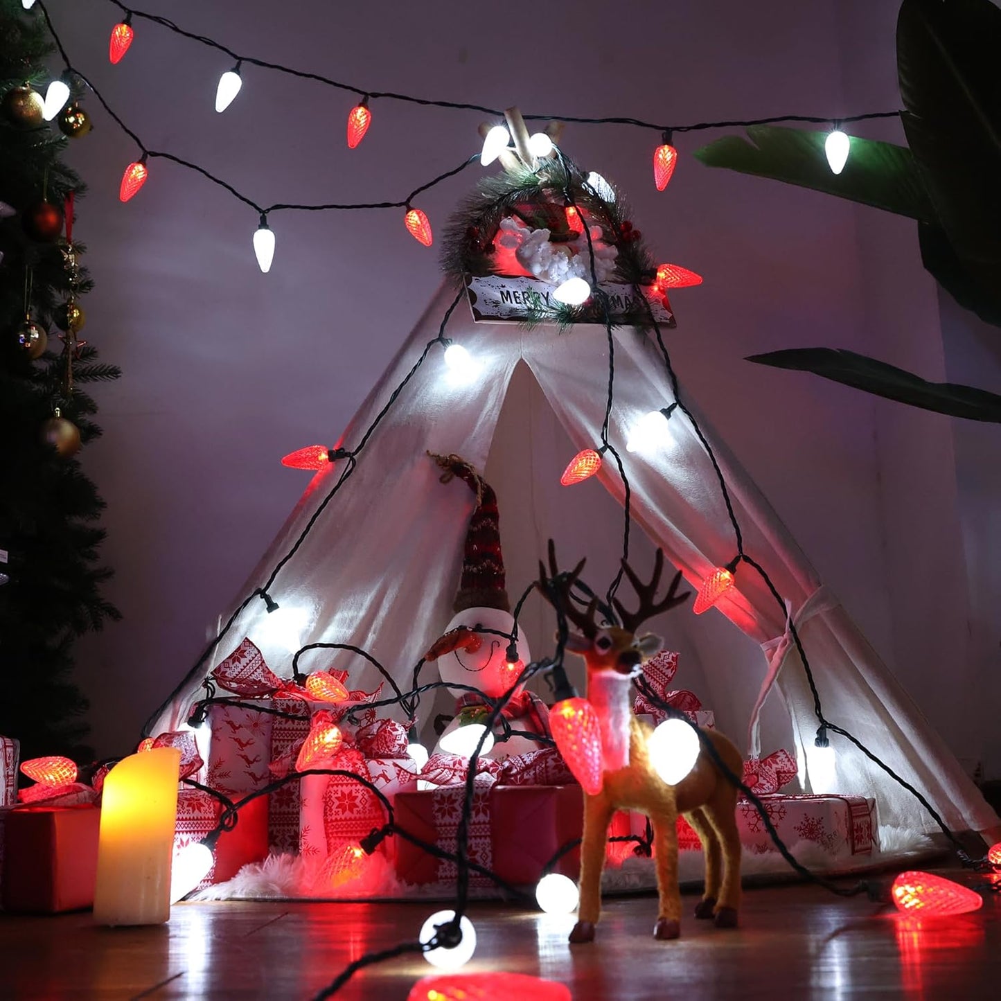 Brizled Waterproof C9 Christmas String Lights – Durable Roofline and Gutter Outline for House Exterior