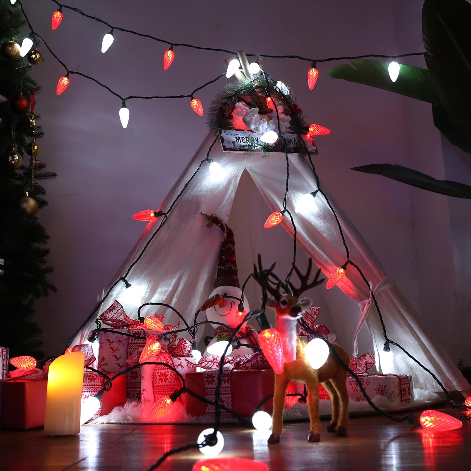 Brizled Waterproof C9 Christmas String Lights – Durable Roofline and Gutter Outline for House Exterior