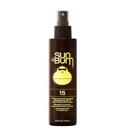 broad spectrum spf 15 uva/uvb protection in a dark tanning oil format