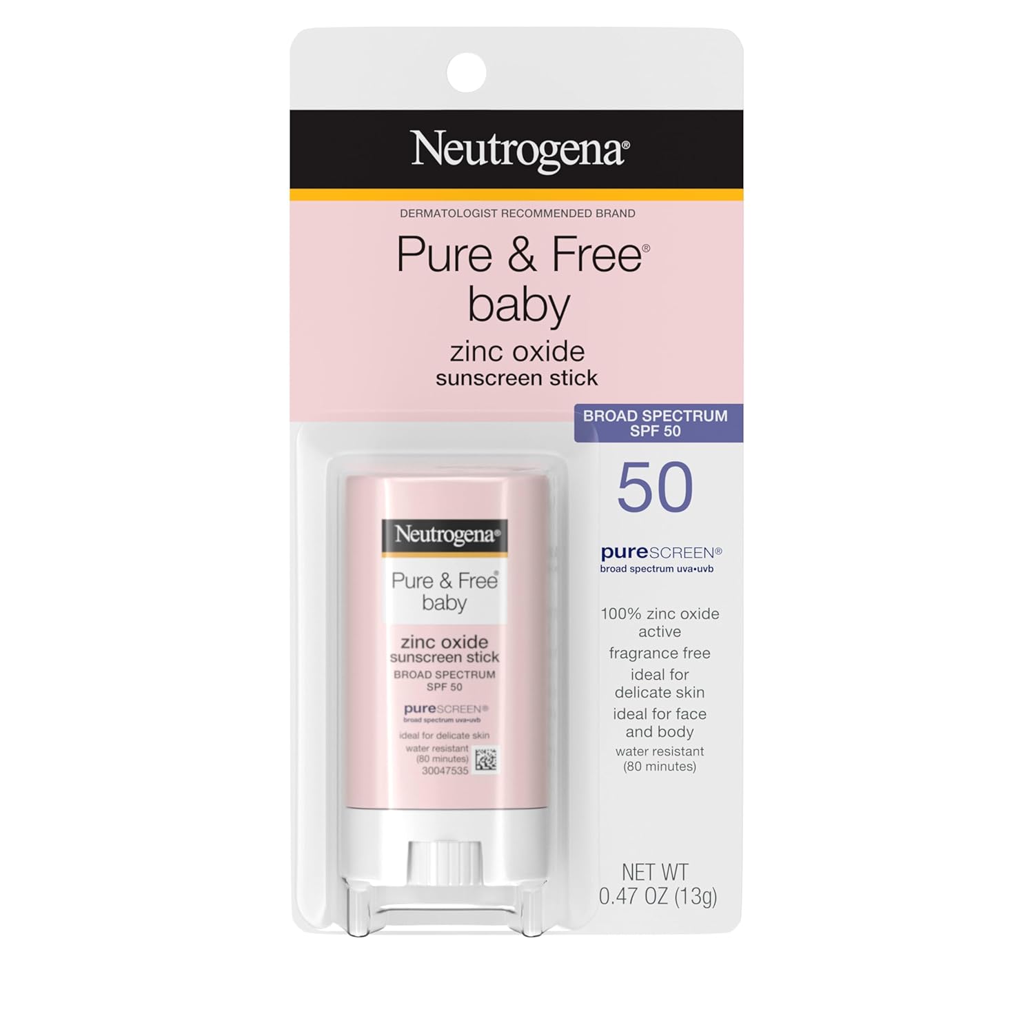 broad spectrum spf 50 protection with zinc oxide as the active ingredient
