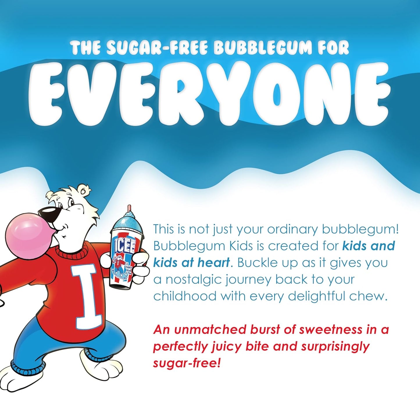 Bubblegum Kids Chiclet Gum – Sugar-Free Lunchbox Treat for School-Aged Kids, Peanut-Free Vegan Candy