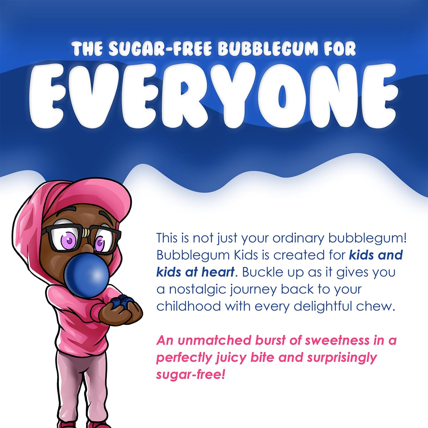 Bubblegum Kids Sugar Free Gum – Low Calorie Chewing Gum for Office Desk, Gym Bag, and Post-Meal Freshening