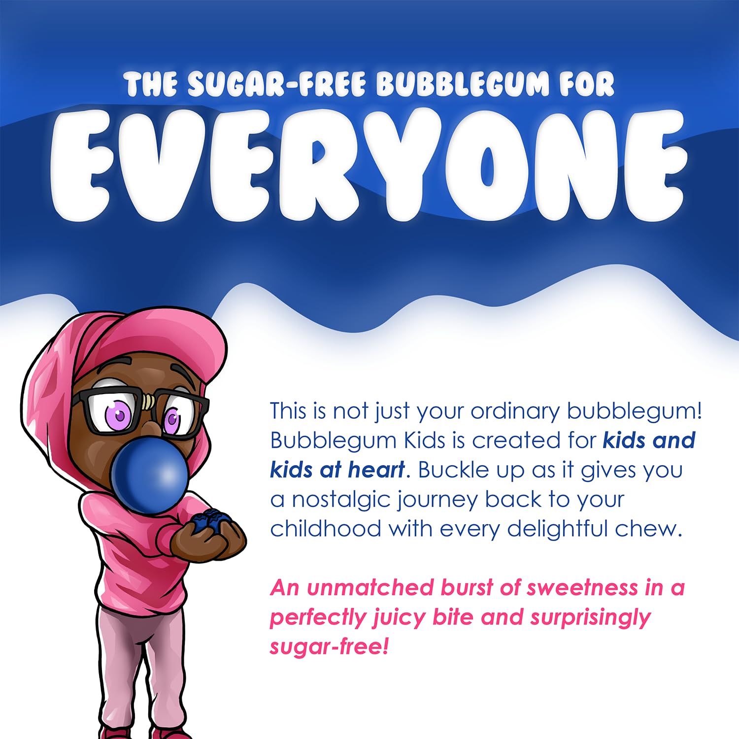 Bubblegum Kids Sugar Free Gum – Low Calorie Chewing Gum for Office Desk, Gym Bag, and Post-Meal Freshening