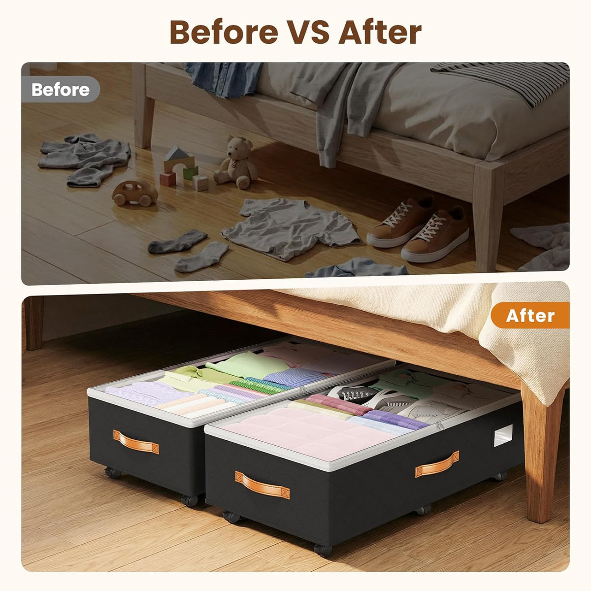Budding Joy 80L Adjustable Storage Bin – Holiday Gift for College Students Heading to Dorm