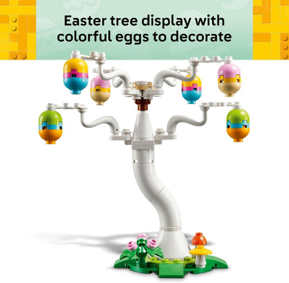 buildable meadow scene with tree, flowers, and mushrooms as the play backdrop