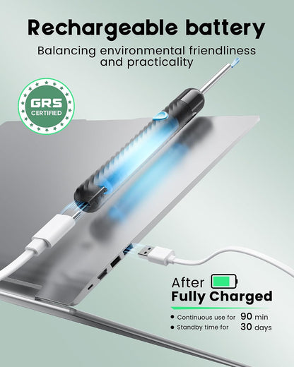 built-in 240mah rechargeable battery delivering 90 minutes of use and 30-day standby