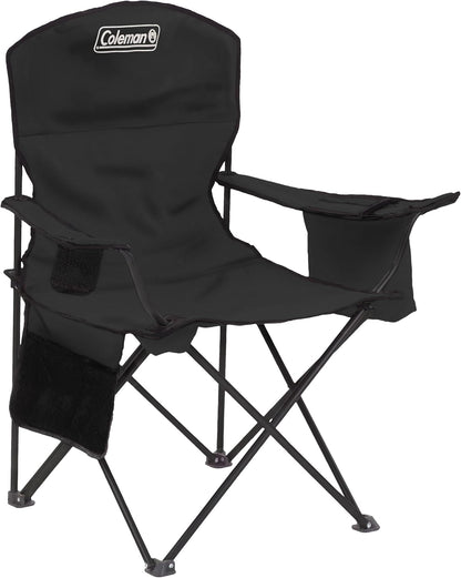 built-in 4-can insulated cooler (coleman cold) integrated into the armrest