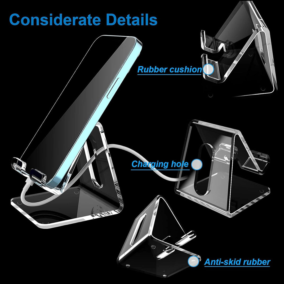 built-in charging port cutout for simultaneous charging and use