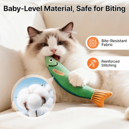 built-in crinkle material that produces sound on every bite and pounce