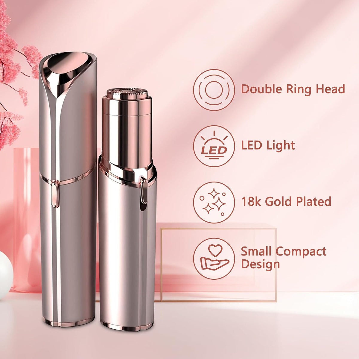 built-in led light for visibility on fine hairs and facial curves