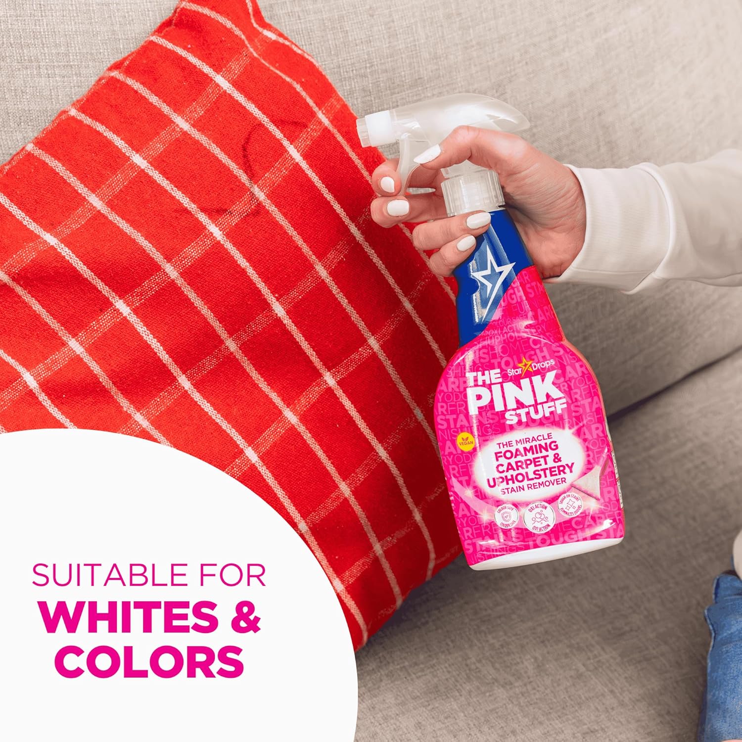 built-in odor elimination with a fresh rhubarb scent