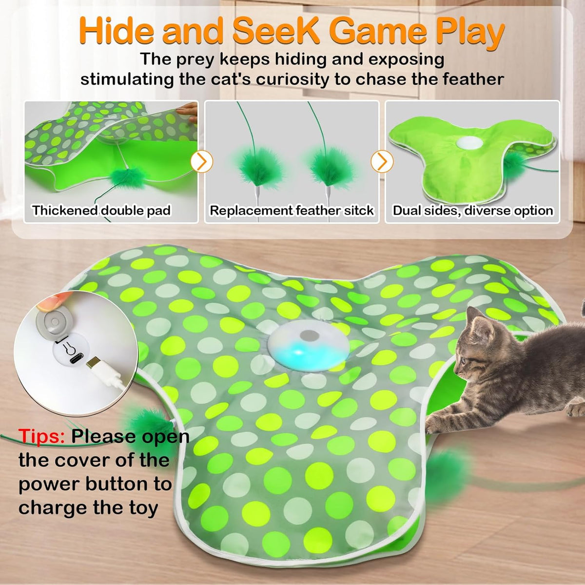 built-in realistic mouse squeaky sound activated during play