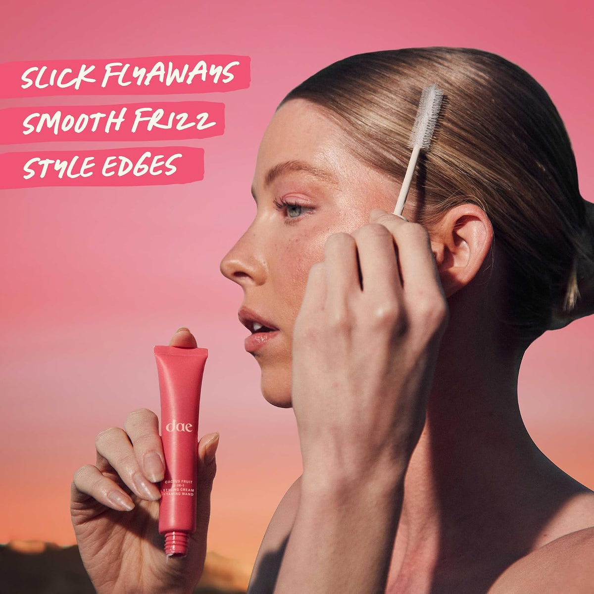 built-in wand applicator for targeted flyaway and edge control
