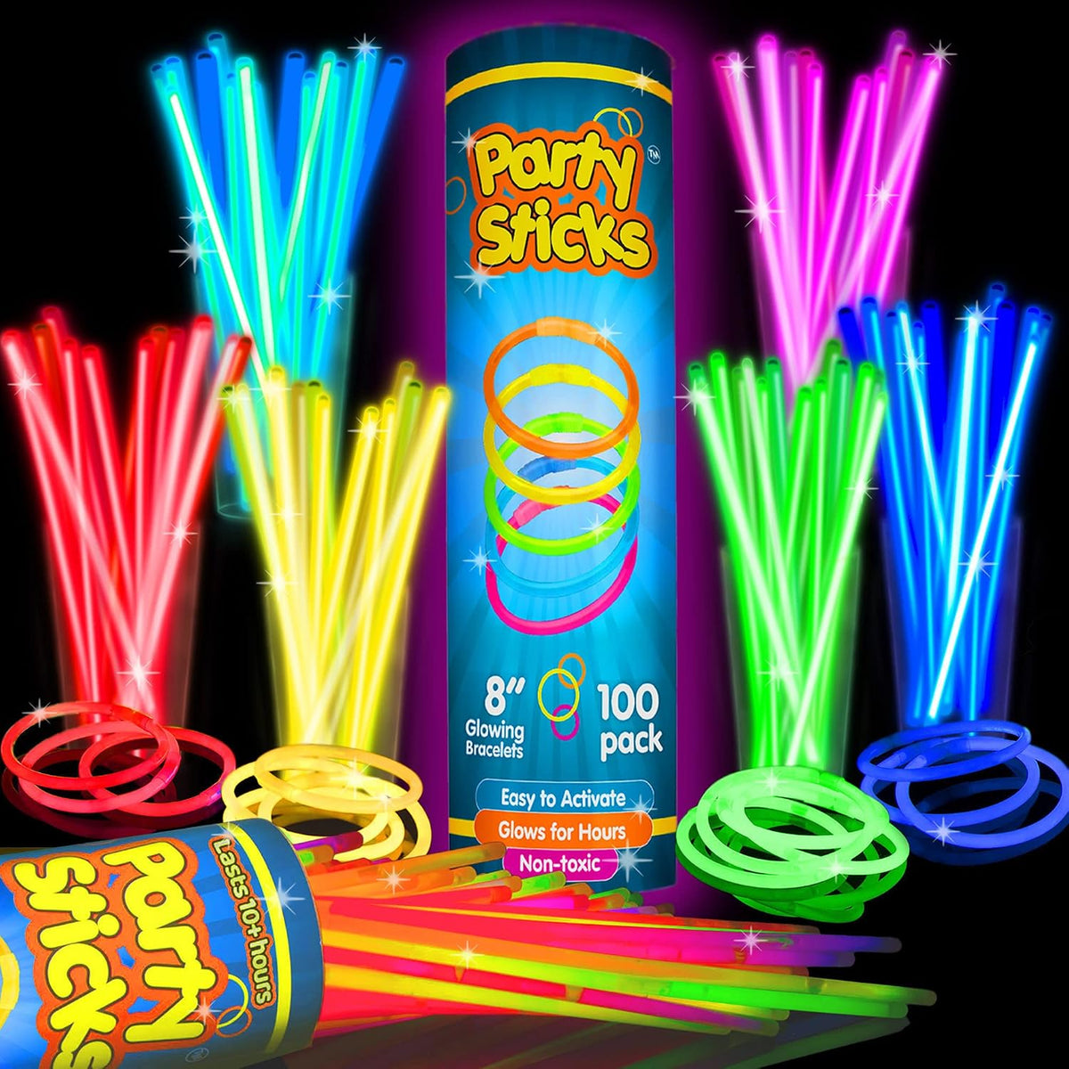 bulk pack sizing: 100, 200, 400, and 800 stick options for scalable party needs