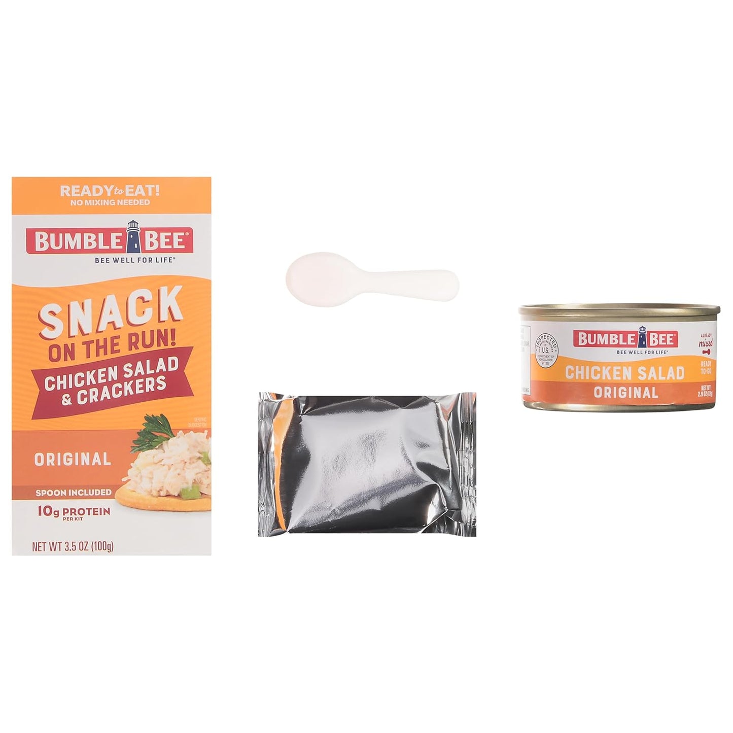 Bumble Bee Snack on the Run Chicken Salad Kit – Portable Protein for Hiking Trails and Campsites, Ready to Eat with Crackers and Spoon