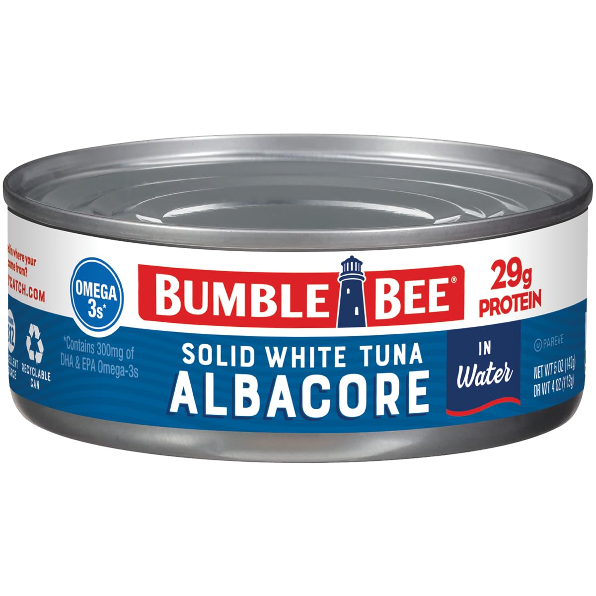 Bumble Bee Solid White Albacore Tuna in Water – Family Friendly Lunchbox Protein, Non-GMO and Gluten Free