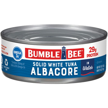 Bumble Bee Solid White Albacore Tuna in Water – Family Friendly Lunchbox Protein, Non-GMO and Gluten Free