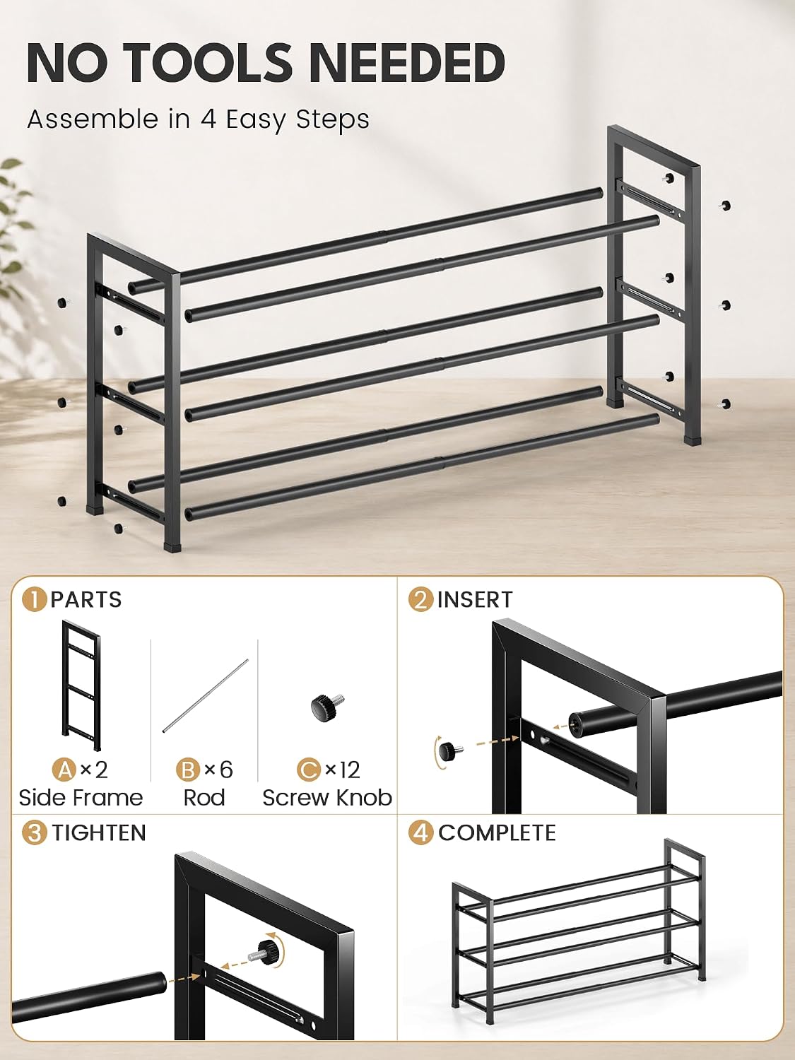 Bumusty Expandable Shoe Rack – Holiday Gift for Apartment Dwellers, Rust-Resistant and Adjustable