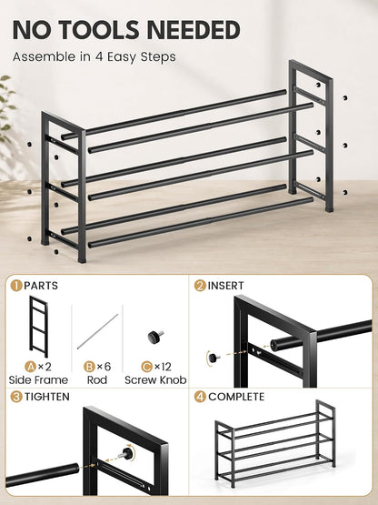 Bumusty Expandable Shoe Rack – Holiday Gift for Apartment Dwellers, Rust-Resistant and Adjustable