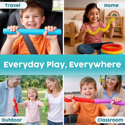 BUNMO Pop Tubes – Safe Sensory Toys for Toddlers Ages 3+, Nursery and Playroom Floor Play