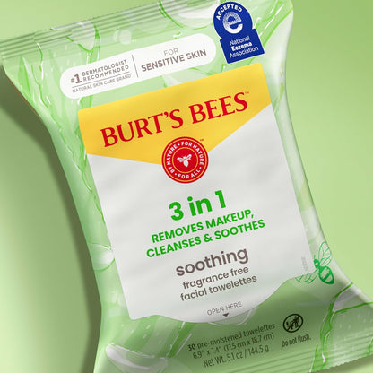 Burt's Bees Aloe Facial Towelettes – No-Rinse Minimalist Cleanser for the Intentional Bathroom