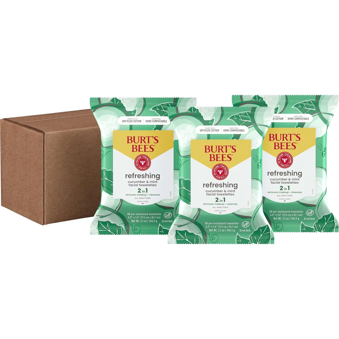 Burt's Bees Aloe Vera Cleansing Towelettes – Portable Face Wash for Road Trips and Trails