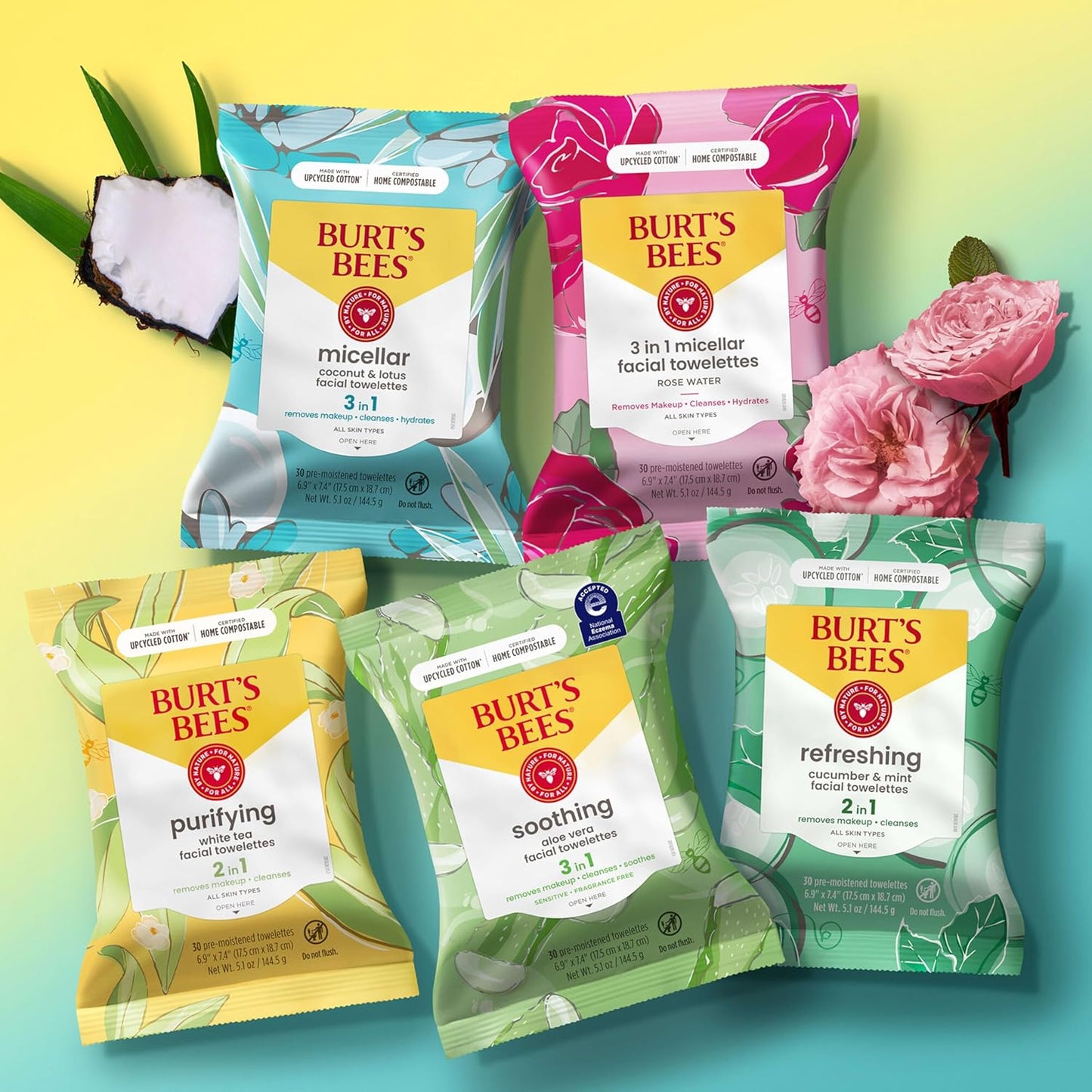 Burt's Bees Aloe Vera Cleansing Towelettes – Portable Face Wash for Road Trips and Trails