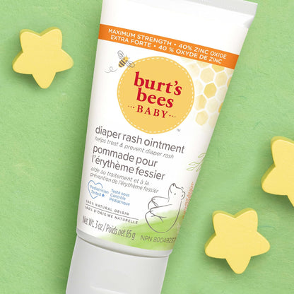 Burt's Bees Baby Diaper Cream – Plant-Based 40% Zinc Oxide Ointment with Lavender Wind-Down