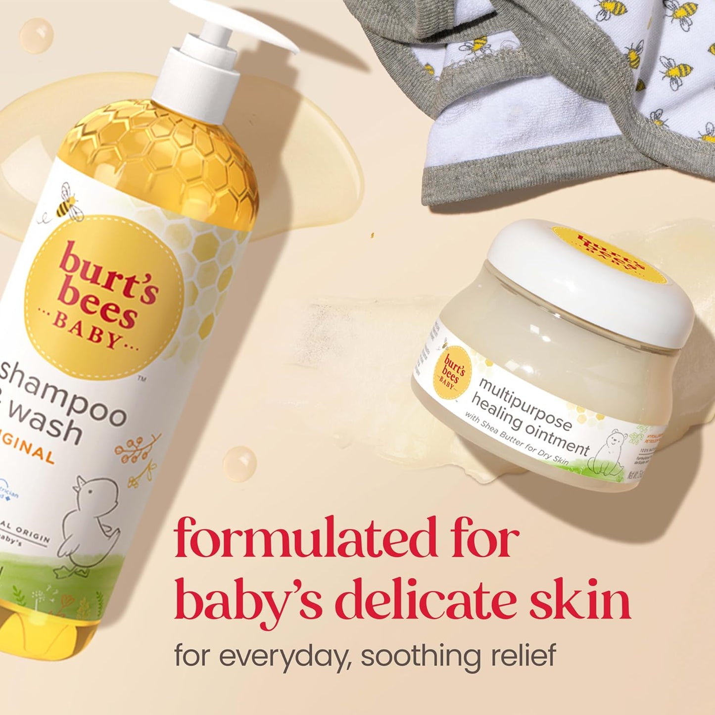 Burt's Bees Baby Wash and Shampoo – Gentle Tear-Free Cleanser for Nursery Bath Time, 21 oz