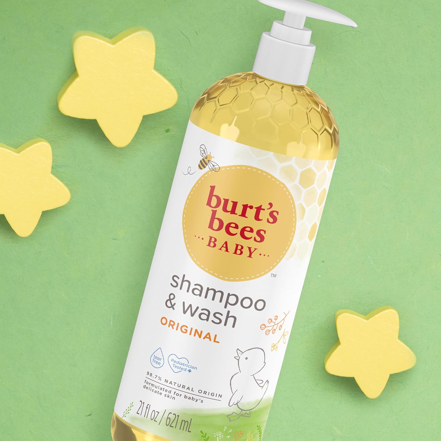 Burt's Bees Baby Wash and Shampoo – Gentle Tear-Free Cleanser for Nursery Bath Time, 21 oz