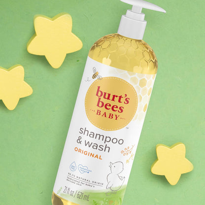 Burt's Bees Baby Wash and Shampoo – Gentle Tear-Free Cleanser for Nursery Bath Time, 21 oz