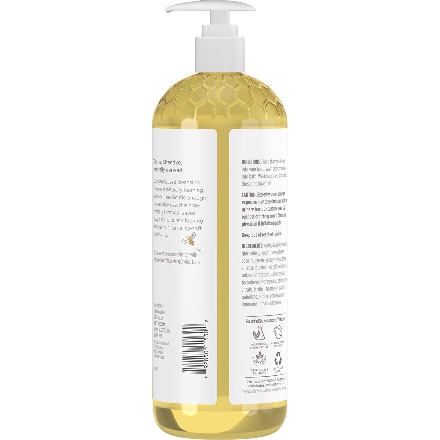 Burt's Bees Baby Wash and Shampoo – Gentle Tear-Free Cleanser for Nursery Bath Time, 21 oz