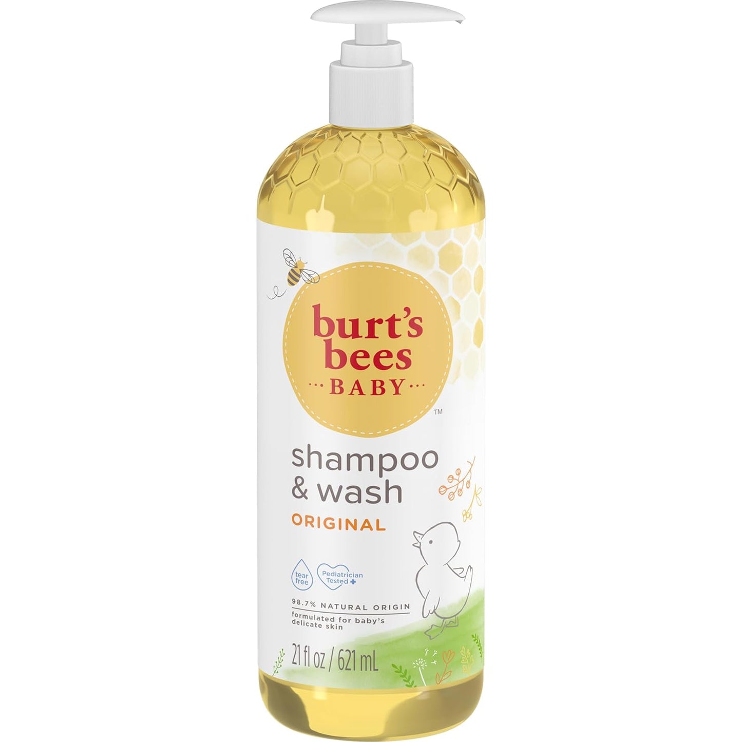 Burt's Bees Baby Wash and Shampoo – Gentle Tear-Free Cleanser for Nursery Bath Time, 21 oz