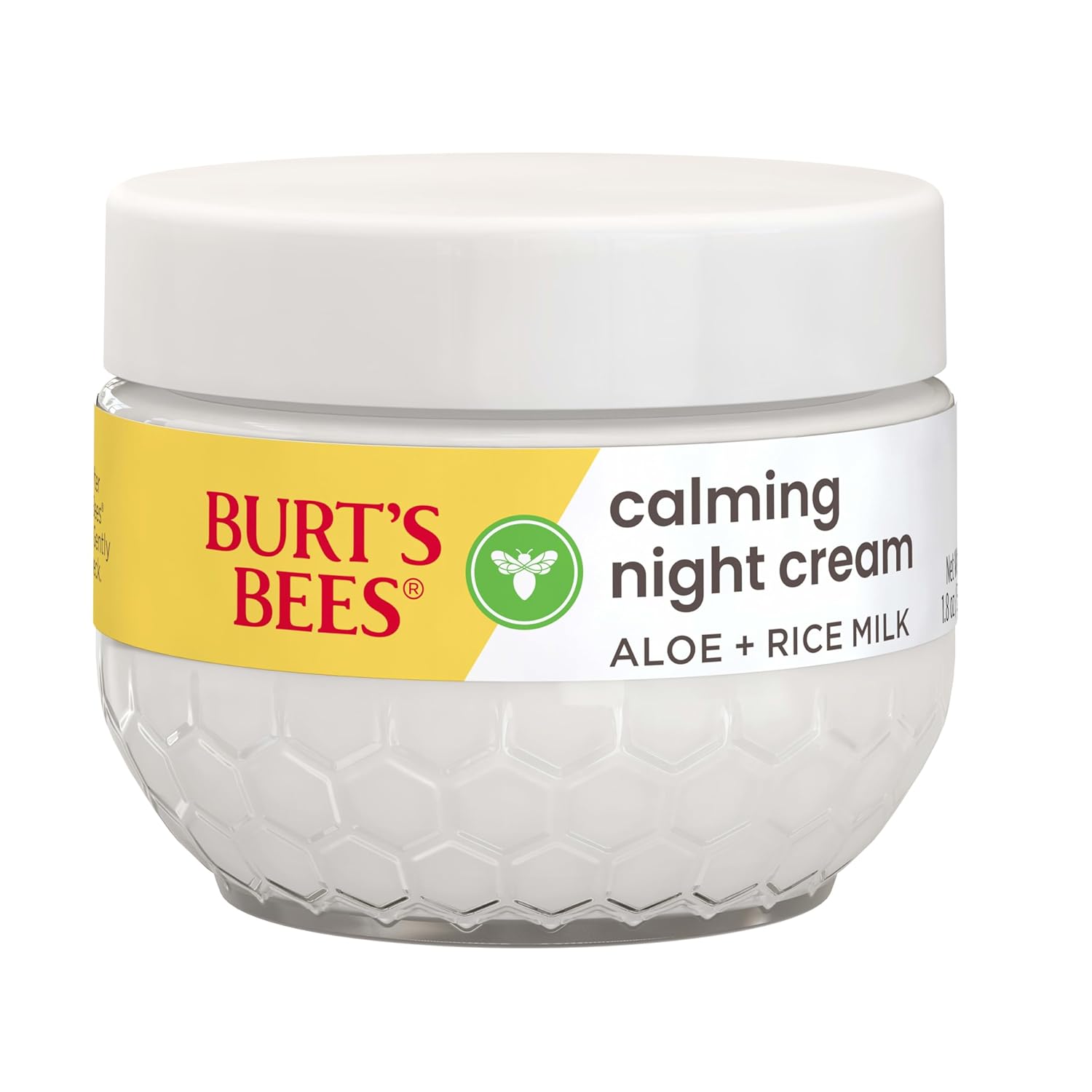 Burt's Bees Calming Night Moisturizer 1.8 oz Tub – Simple, Single-Step PM Face Cream for a Less-Is-More Natural Skincare Routine