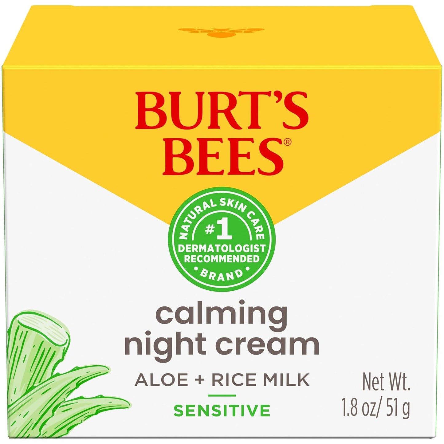 Burt's Bees Calming Night Moisturizer 1.8 oz Tub – Simple, Single-Step PM Face Cream for a Less-Is-More Natural Skincare Routine