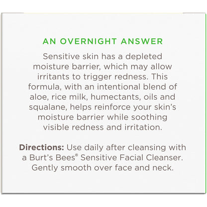 Burt's Bees Calming Night Moisturizer 1.8 oz Tub – Simple, Single-Step PM Face Cream for a Less-Is-More Natural Skincare Routine