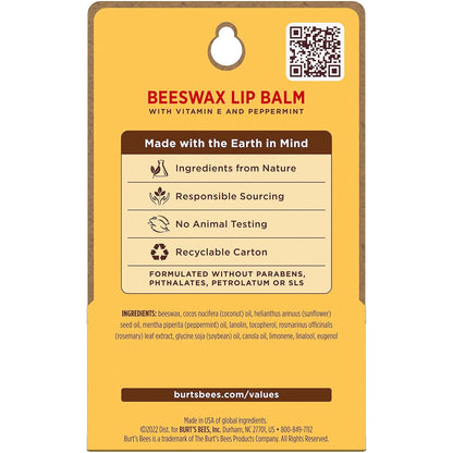 Burt's Bees Lip Balm Original – Understated Everyday Carry, Recycled Plastic Tube