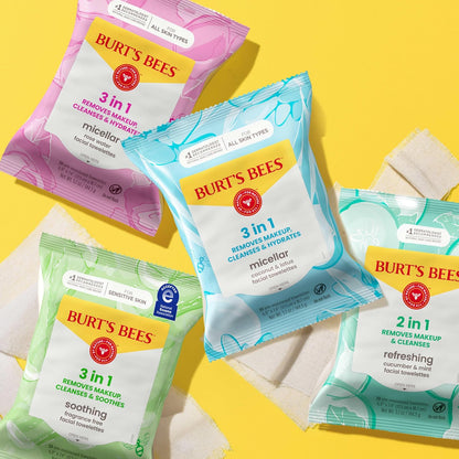 Burt's Bees Rose Water Micellar Cleansing Cloths – Housewarming Gift for Women, Natural Skincare Bundle
